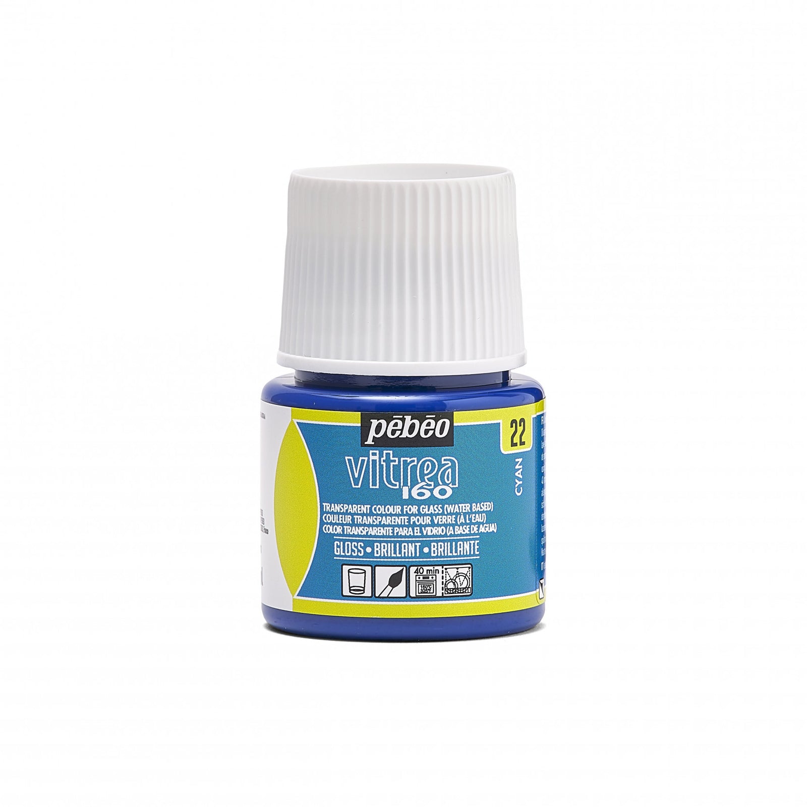 Farba witrażowa do szkła Pebeo Vitrea 160 błyszcząca 45 ml – Cyjan