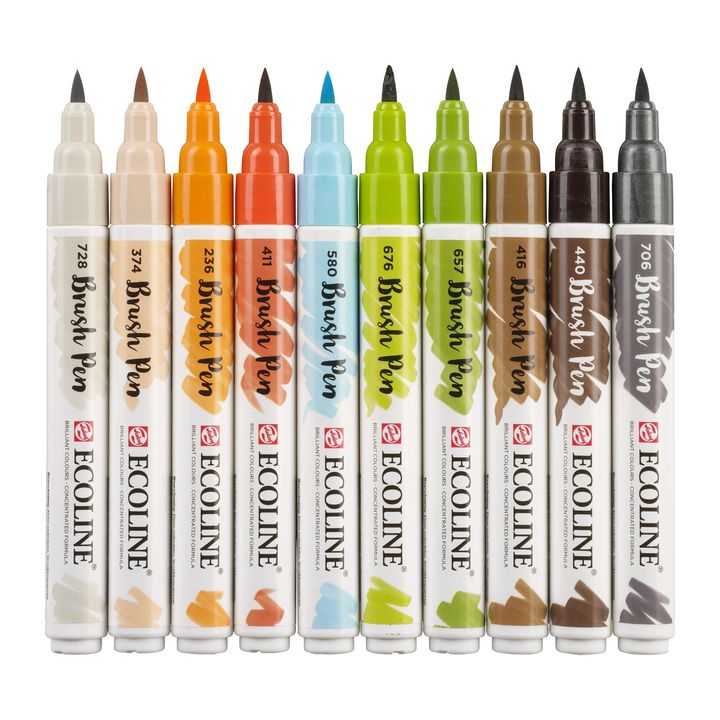 Pisaki akwarelowe Ecoline Brush Pen Architect | 10 częściowy zestaw | Artmie