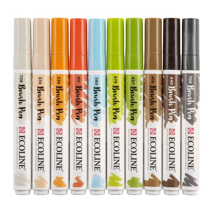 Pisaki akwarelowe Ecoline Brush Pen Architect | 10 częściowy zestaw | Artmie
