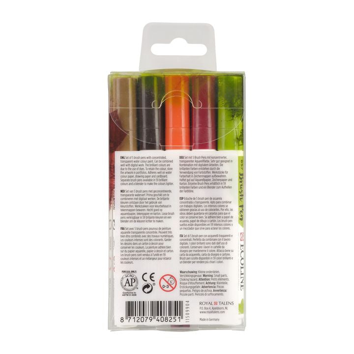 Pisaki akwarelowe Ecoline Brush Pen Autumn | Zestaw 5 sztuk | Artmie