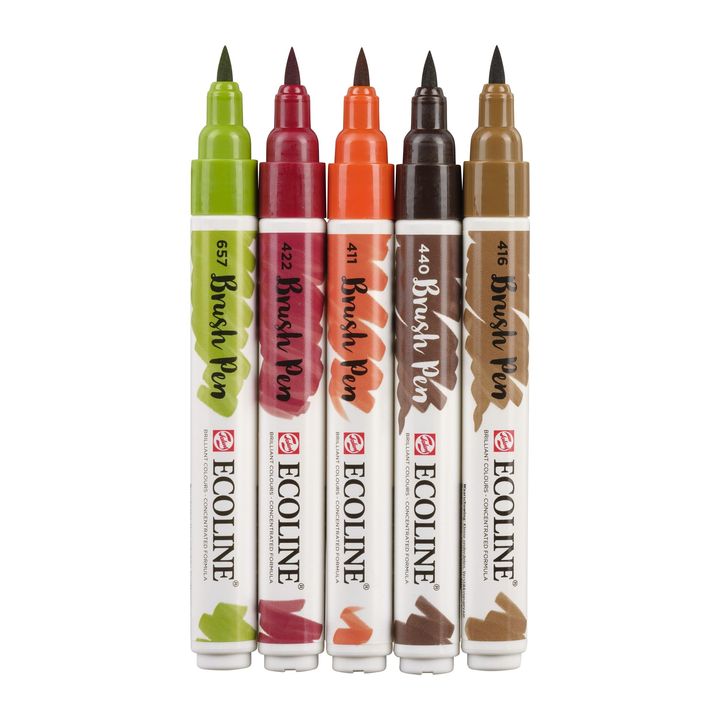 Pisaki akwarelowe Ecoline Brush Pen Autumn | Zestaw 5 sztuk | Artmie