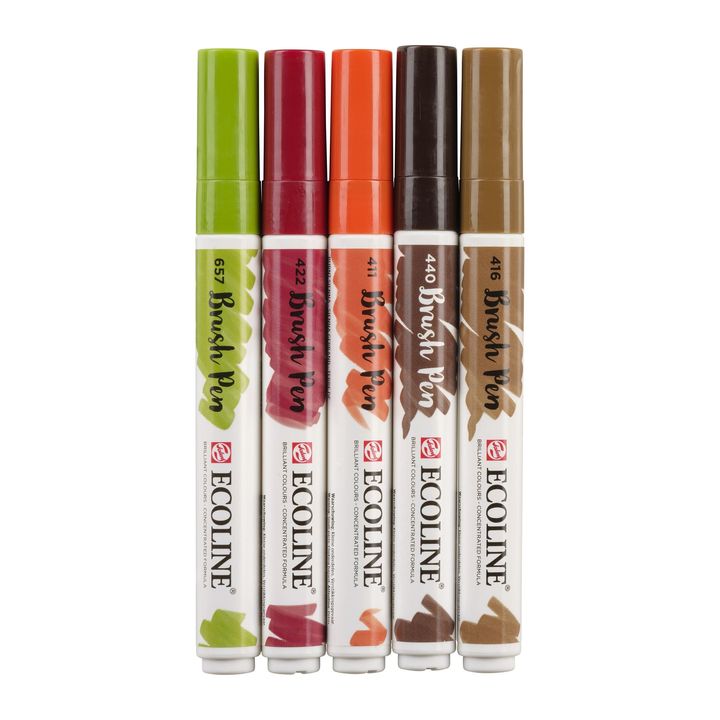 Pisaki akwarelowe Ecoline Brush Pen Autumn | Zestaw 5 sztuk | Artmie