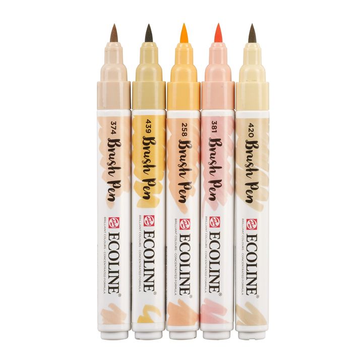 Pisaki akwarelowe Ecoline Brush Pen Beige Pink | Zestaw 5 sztuk | Artmie