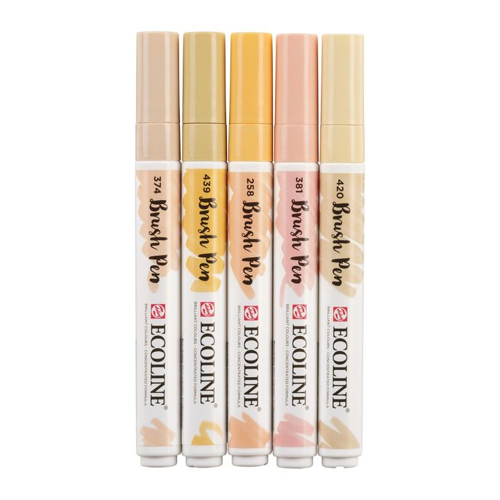 Pisaki akwarelowe Ecoline Brush Pen Beige Pink | Zestaw 5 sztuk | Artmie