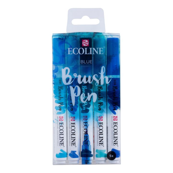 Pisaki akwarelowe Ecoline Brush Pen Blue | Zestaw 5 sztuk | Artmie