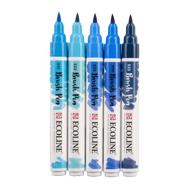 Pisaki akwarelowe Ecoline Brush Pen Blue | Zestaw 5 sztuk | Artmie
