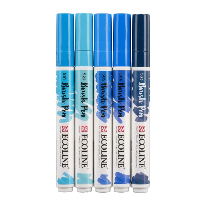 Pisaki akwarelowe Ecoline Brush Pen Blue | Zestaw 5 sztuk | Artmie