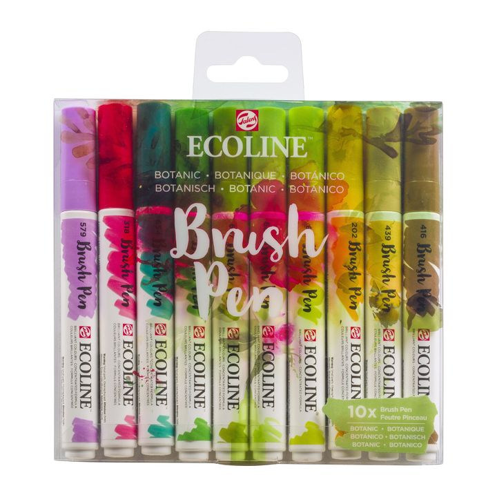 Pisaki akwarelowe Ecoline Brush Pen Botanic | 10 częściowy zestaw | Artmie