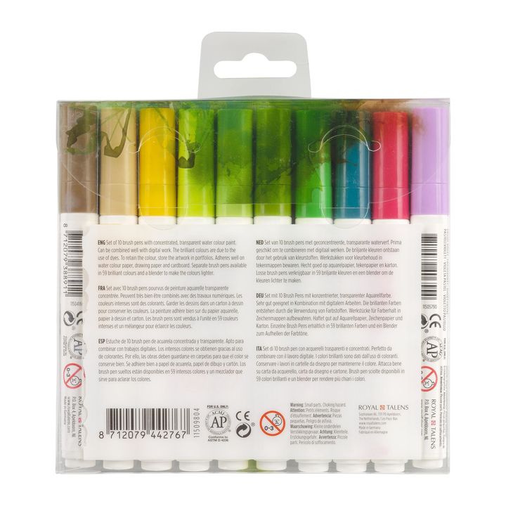 Pisaki akwarelowe Ecoline Brush Pen Botanic | 10 częściowy zestaw | Artmie