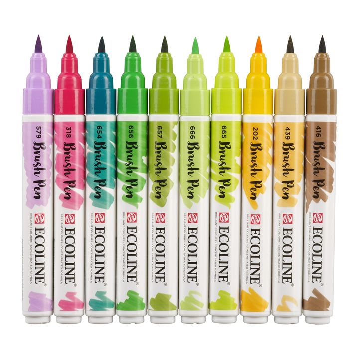 Pisaki akwarelowe Ecoline Brush Pen Botanic | 10 częściowy zestaw | Artmie