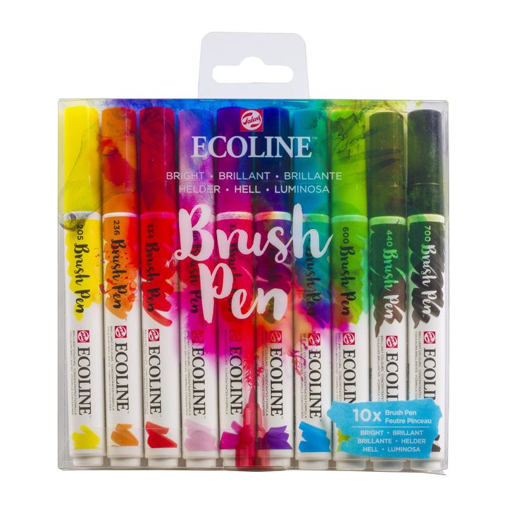 Pisaki akwarelowe Ecoline Brush Pen Bright | 10 częściowy zestaw | Artmie