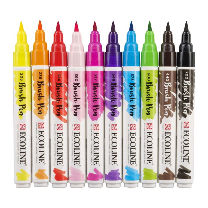 Pisaki akwarelowe Ecoline Brush Pen Bright | 10 częściowy zestaw | Artmie