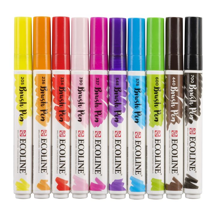 Pisaki akwarelowe Ecoline Brush Pen Bright | 10 częściowy zestaw | Artmie