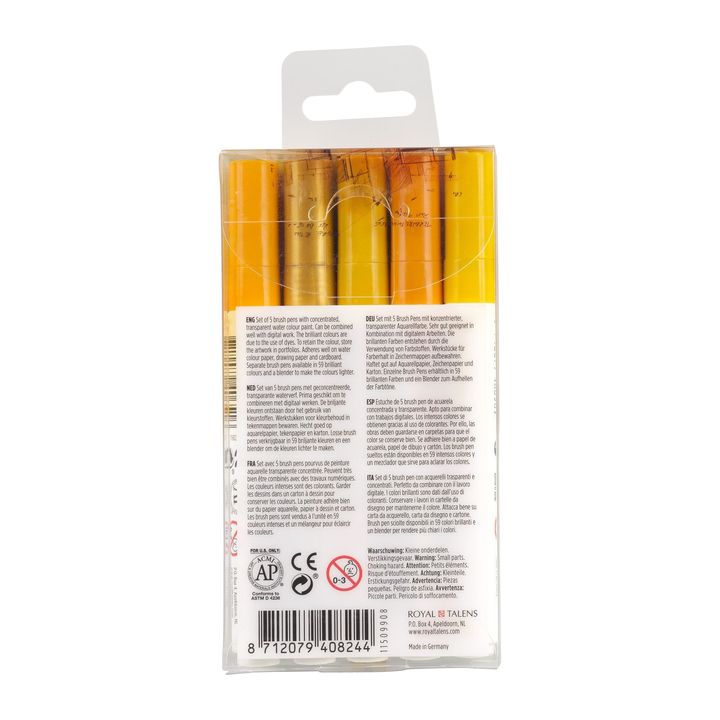 Pisaki akwarelowe Ecoline Brush Pen Earth | Zestaw 5 sztuk | Artmie