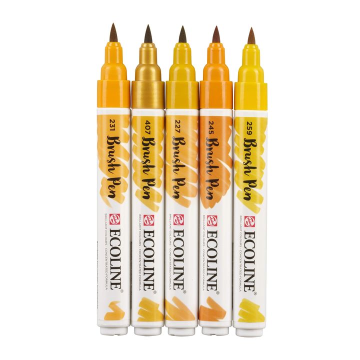 Pisaki akwarelowe Ecoline Brush Pen Earth | Zestaw 5 sztuk | Artmie