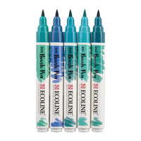 Pisaki akwarelowe Ecoline Brush Pen Green Blue | Zestaw 5 sztuk | Artmie