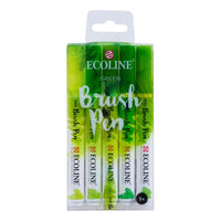 Pisaki akwarelowe Ecoline Brush Pen Green | Zestaw 5 sztuk | Artmie