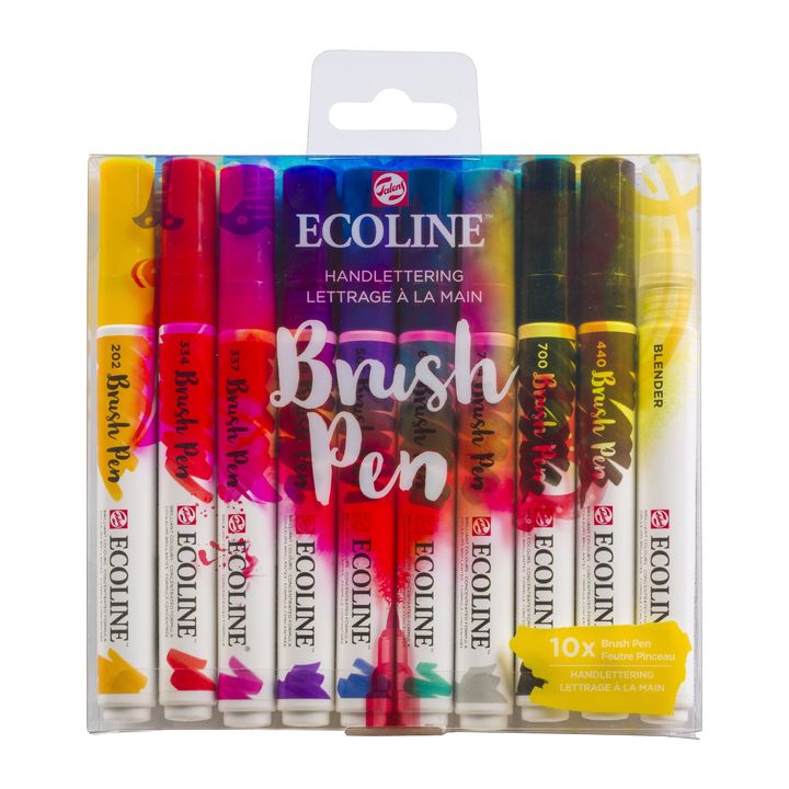 Pisaki akwarelowe Ecoline Brush Pen Hand Lettering | 10 częściowy zestaw | Artmie