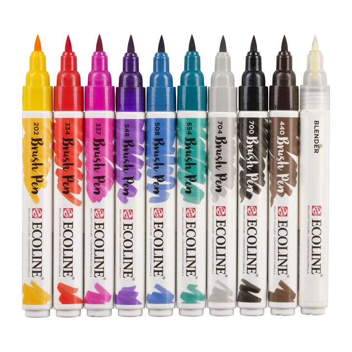 Pisaki akwarelowe Ecoline Brush Pen Hand Lettering | 10 częściowy zestaw | Artmie