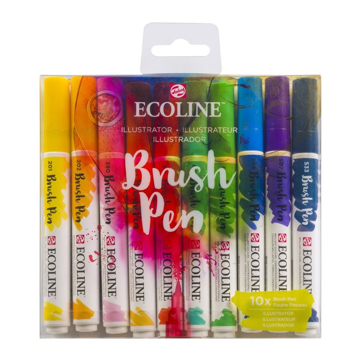 Pisaki akwarelowe Ecoline Brush Pen Illustrator | 10 częściowy zestaw | Artmie