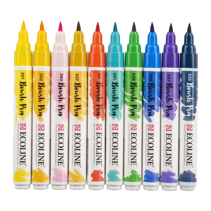 Pisaki akwarelowe Ecoline Brush Pen Illustrator | 10 częściowy zestaw | Artmie