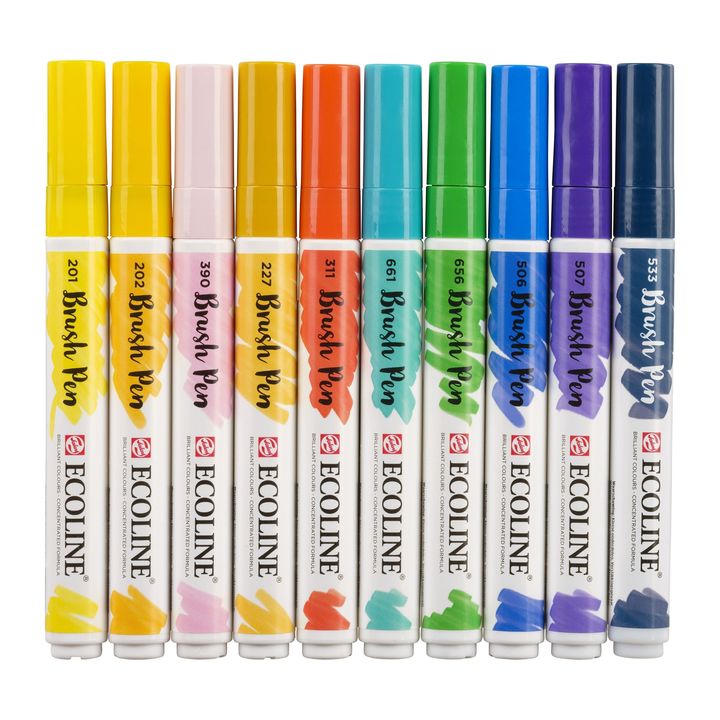Pisaki akwarelowe Ecoline Brush Pen Illustrator | 10 częściowy zestaw | Artmie