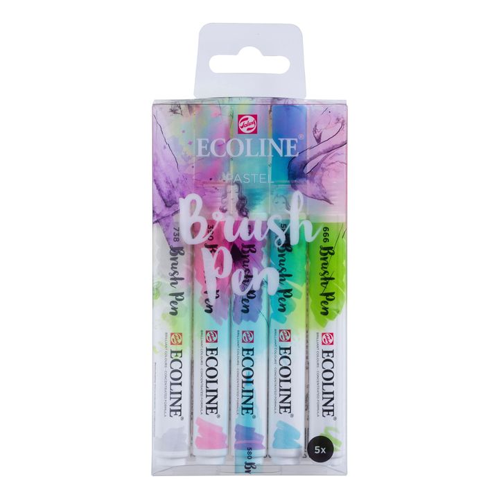 Pisaki akwarelowe Ecoline Brush Pen Pastel | Zestaw 5 sztuk | Artmie