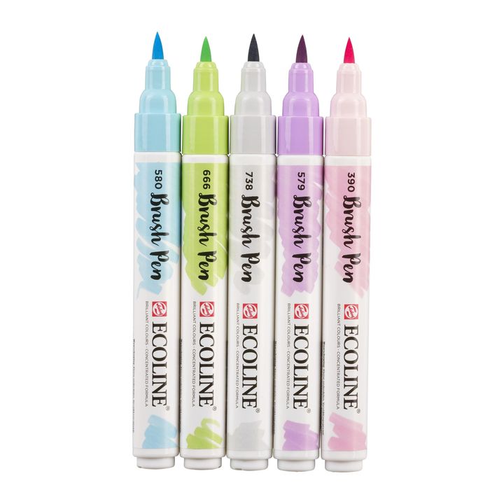 Pisaki akwarelowe Ecoline Brush Pen Pastel | Zestaw 5 sztuk | Artmie
