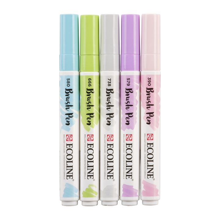 Pisaki akwarelowe Ecoline Brush Pen Pastel | Zestaw 5 sztuk | Artmie