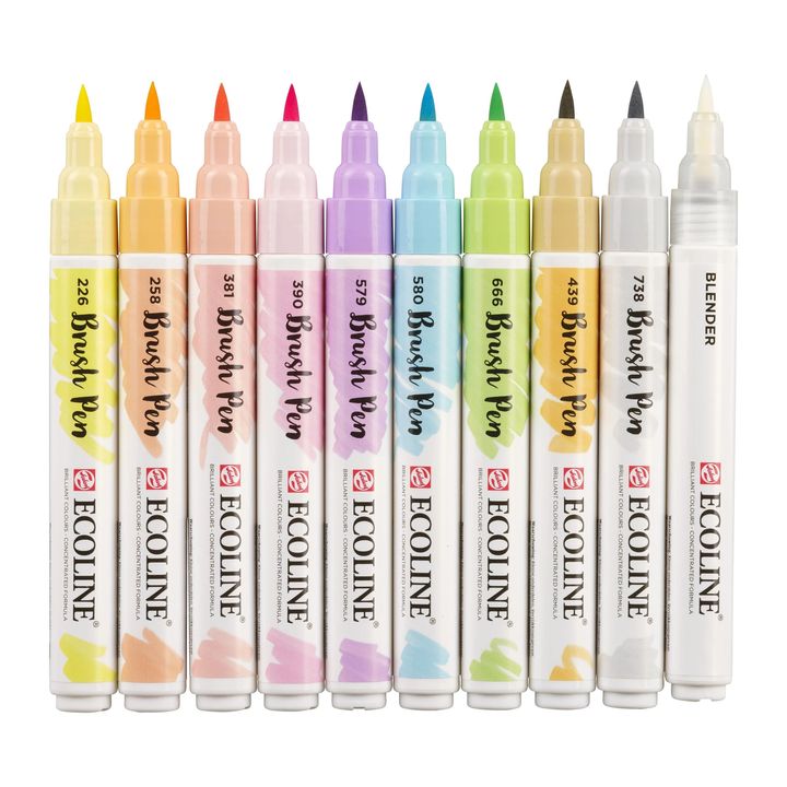 Pisaki akwarelowe ECOLINE BRUSH PEN pastelowe 10 szt. | Artmie
