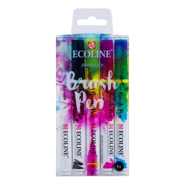 Pisaki akwarelowe Ecoline Brush Pen Primary | Zestaw 5 sztuk | Artmie