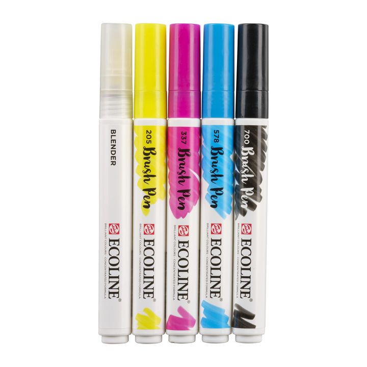 Pisaki akwarelowe Ecoline Brush Pen Primary | Zestaw 5 sztuk | Artmie