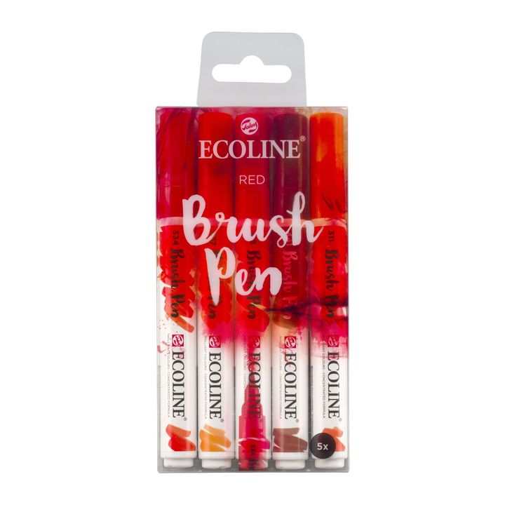 Pisaki akwarelowe Ecoline Brush Pen Red | Zestaw 5 sztuk | Artmie