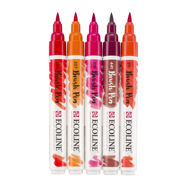 Pisaki akwarelowe Ecoline Brush Pen Red | Zestaw 5 sztuk | Artmie