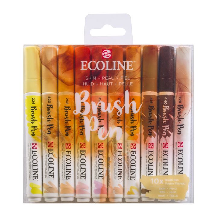Pisaki akwarelowe Ecoline Brush Pen Skin | 10 częściowy zestaw | Artmie