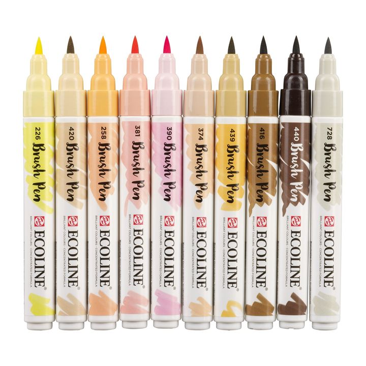 Pisaki akwarelowe Ecoline Brush Pen Skin | 10 częściowy zestaw | Artmie