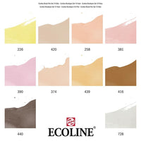Pisaki akwarelowe Ecoline Brush Pen Skin | 10 częściowy zestaw | Artmie