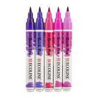 Pisaki akwarelowe Ecoline Brush Pen Violet | Zestaw 5 sztuk | Artmie