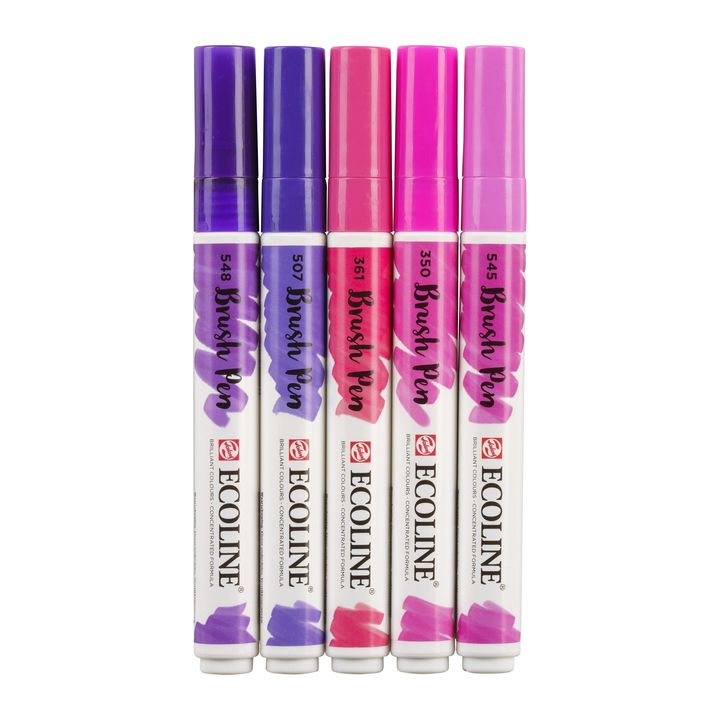 Pisaki akwarelowe Ecoline Brush Pen Violet | Zestaw 5 sztuk | Artmie