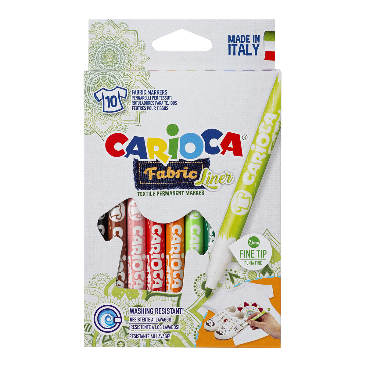 Pisaki do tkanin Carioca, cienka końcówka, 10 szt., mix kolorów