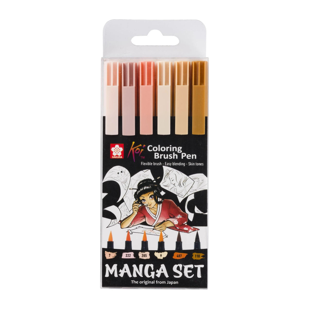 Pisaki pędzelkowe akwarelowe SAKURA Koi Coloring Brush Manga