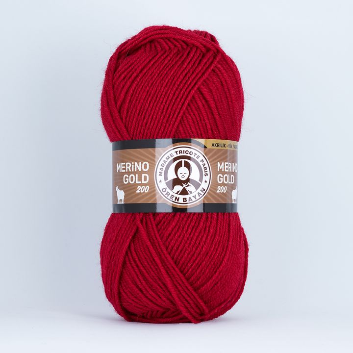 Włóczka dziewiarska Madame Tricote Paris Merino Gold 200 - 100 g – 033 czerwona