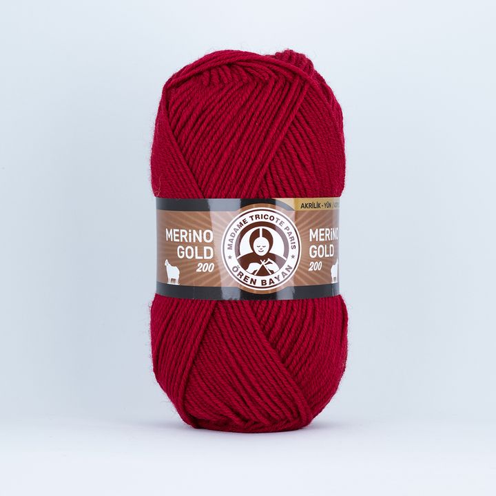 Włóczka dziewiarska Madame Tricote Paris Merino Gold 200 - 100 g – 034 czerwona