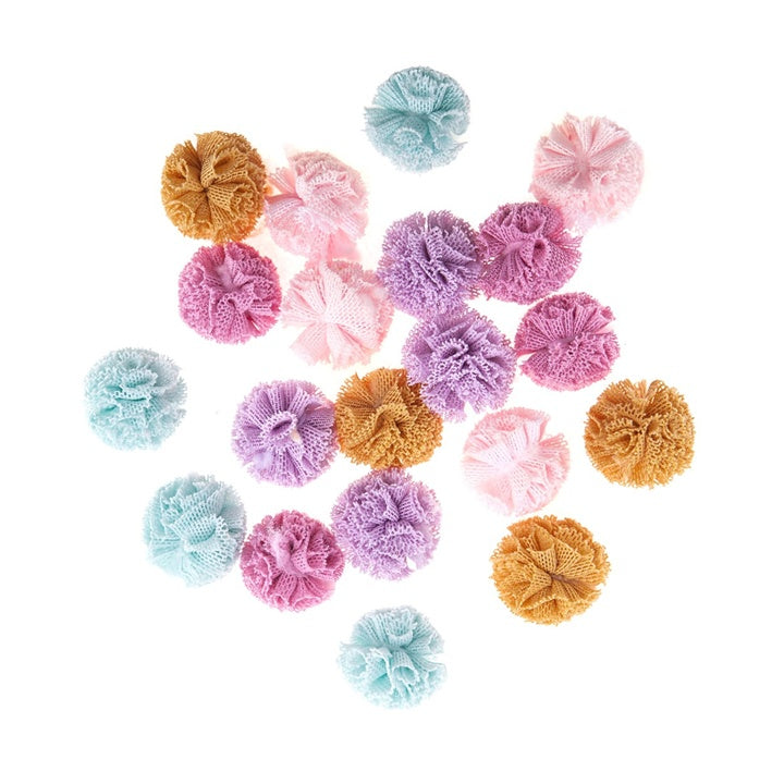 Pompony tiulowe do rękodzieła | 20 sztuk, pastelowe kolory, 2 cm | Artmie