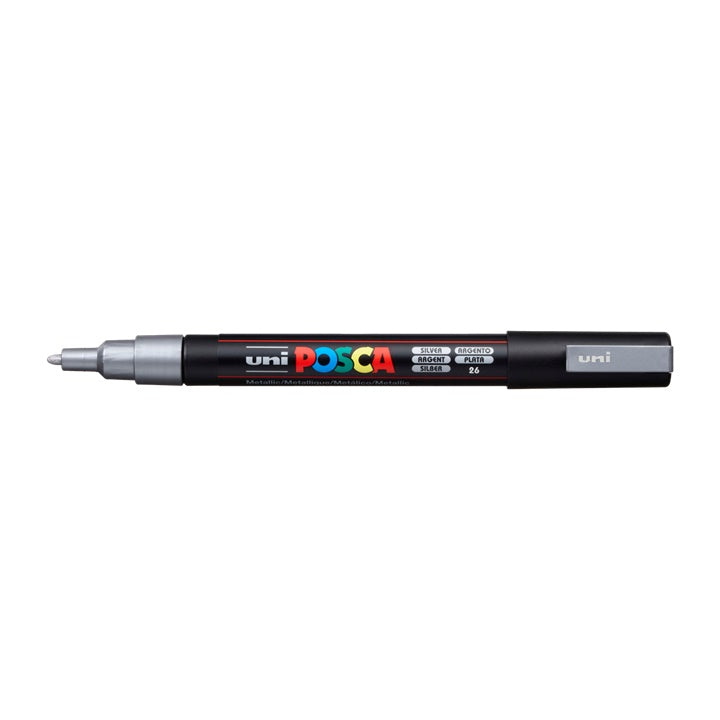 Pisak UNI POSCA PC-3M 0.9 - 1.3 mm – srebrna (26)