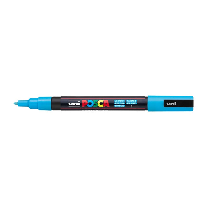 Pisak UNI POSCA PC-3M 0.9 - 1.3 mm – jasnoniebieska (8)