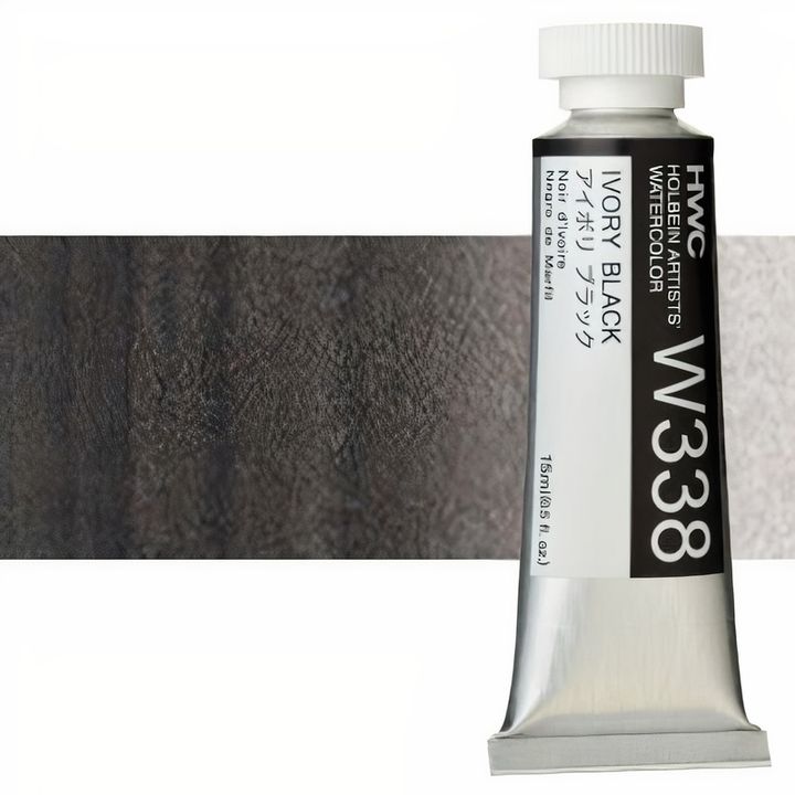 Profesjonalne farby akwarelowe Holbein Artists 15 ml – czarna kości słoniowej