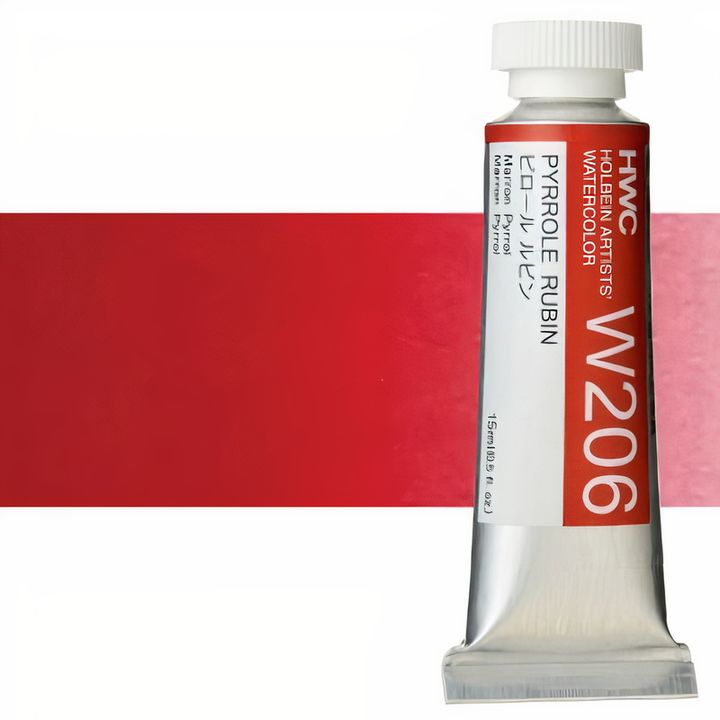 Profesjonalne farby akwarelowe Holbein Artists 15 ml – rubinowa pyrrol
