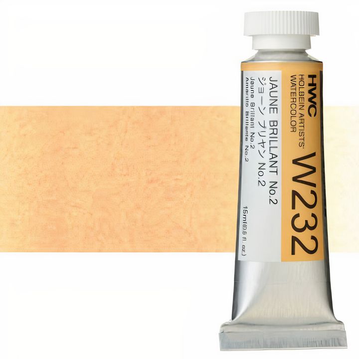 Profesjonalne farby akwarelowe Holbein Artists 15 ml – brilantna żółta no.2