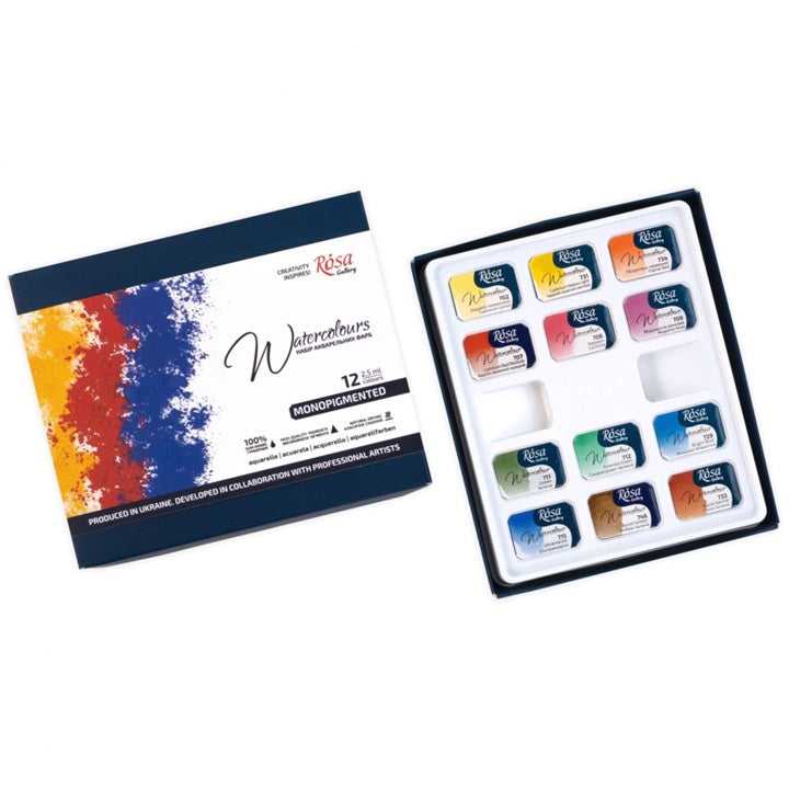 ROSA Gallery Farby akwarelowe monopigmentowe 12x2,5 ml | Artmie